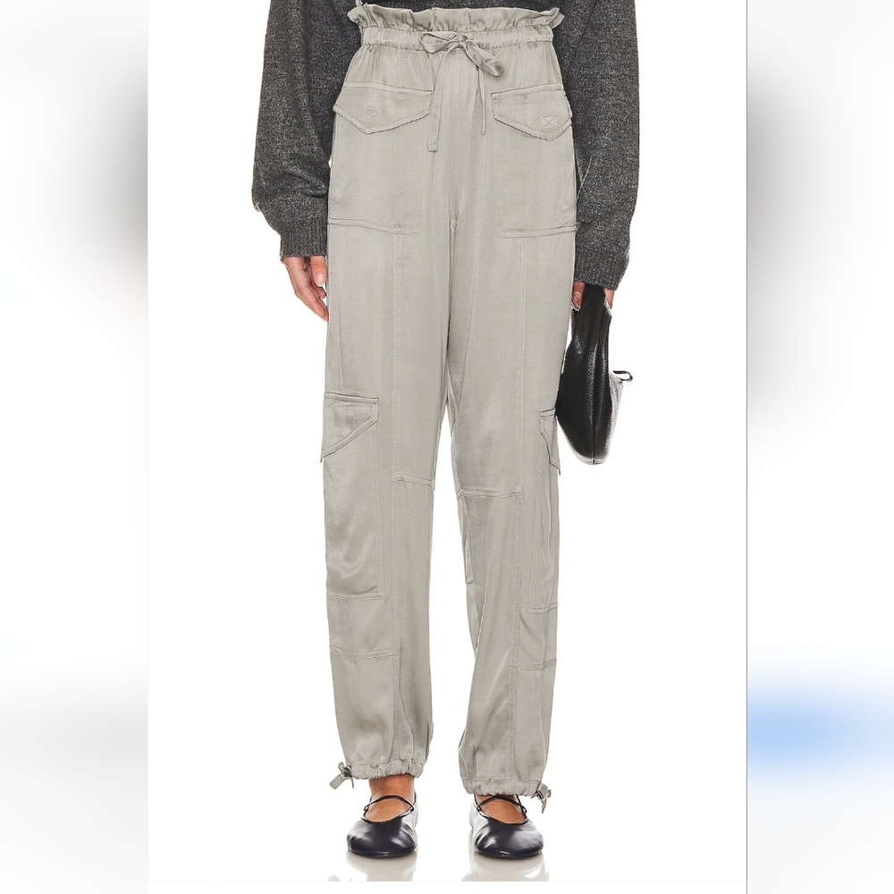 Ganni Washed Satin Cargo Pants Gray Size 34 = US SZ XS 2